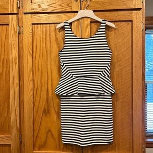 H&M peplum navy striped dress